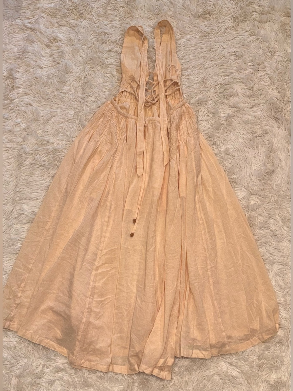 NEW FREE-EST BY FREE PEOPLE ANGEL Plunge Halter Neck ivory MAXI DRESS sz M - Picture 5 of 8